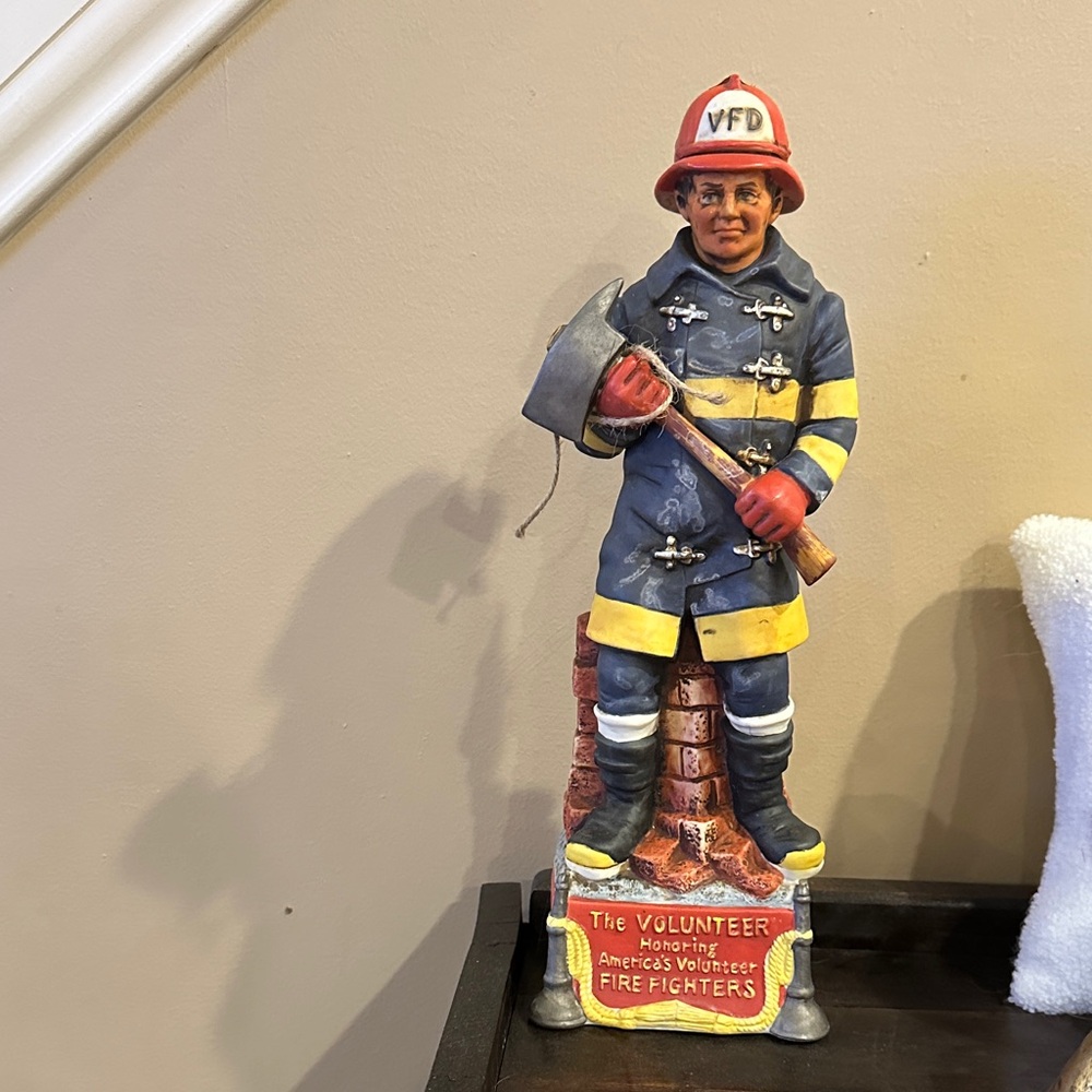 Firefighter Figurine with Axe - Blue and Red